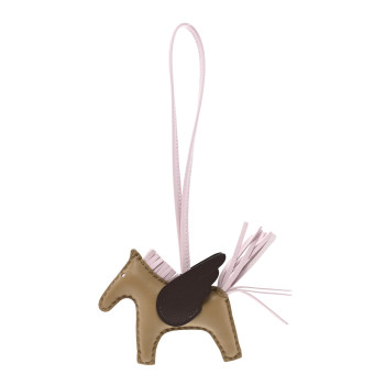 HERMES Milo Lambskin Grigri Rodeo Pegase Horse Bag Charm PM Beige Marfa Mauve Pale Moka