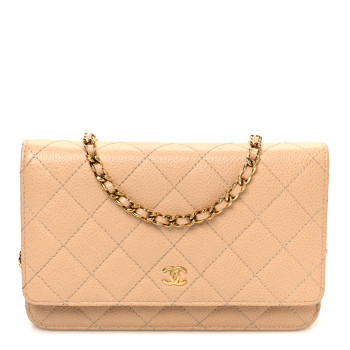 CHANEL Caviar Quilted Wallet on Chain WOC Beige
