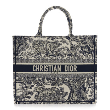 CHRISTIAN DIOR Canvas Embroidered Large Dioriviera Toile De Jouy Book Tote Blue