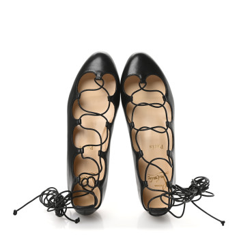 CHRISTIAN LOUBOUTIN Shiny Nappa Mary Scott Flats 37 Black