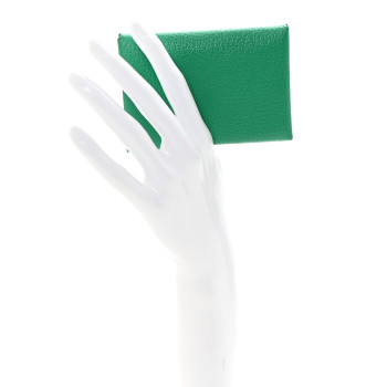 HERMES Chevre Mysore Verso Calvi Duo Card Case Menthe Vert Bosphore