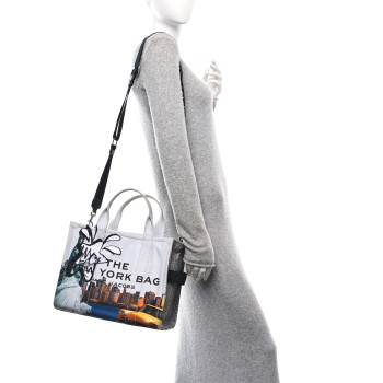 MARC JACOBS Cotton Canvas City Print Medium Tote Bag New York City