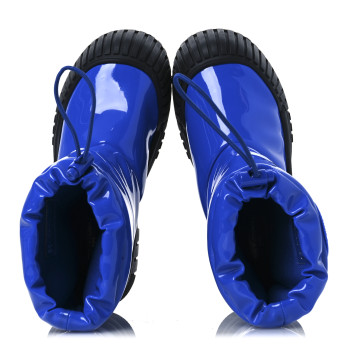 LOUIS VUITTON Patent Ruby Flat Half Boots 36 Blue