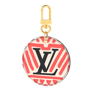 LOUIS VUITTON Monogram Giant Crafty Illustre Bag Charm Key Ring Creme Rouge Black