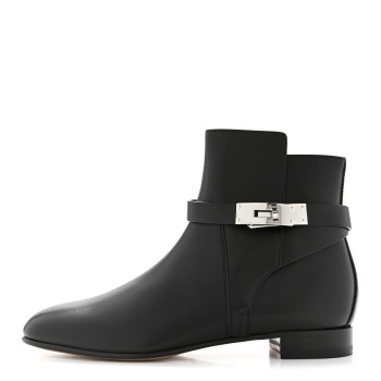 HERMES Calfskin Neo Low Boots 37.5 Black