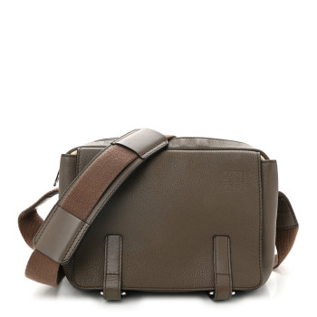 LOEWE Soft Grained Calfskin Military Messenger Bag Brown
