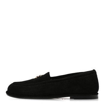 CHANEL Suede Calfskin CC Mocassins 39 Black