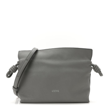 LOEWE Calfskin Mini Flamenco Knot Clutch Pearl Grey