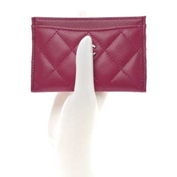 CHANEL Caviar Quilted Card Holder Fuchsia