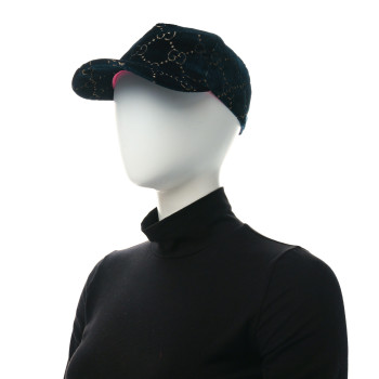 GUCCI Velvet GG Monogram Baseball Hat M Blue