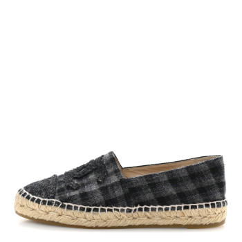 CHANEL Flannel CC Espadrilles 36 Dark Grey Black