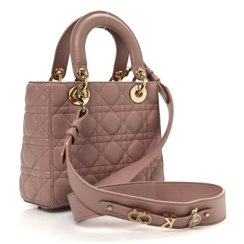 CHRISTIAN DIOR Lambskin Cannage Small My ABCDior Lady Dior Blush