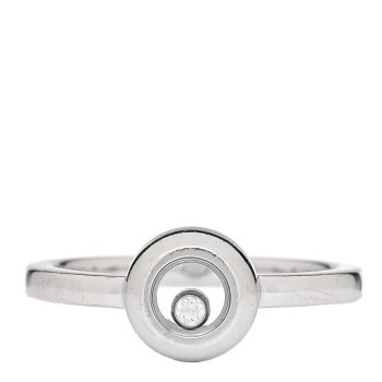 CHOPARD 18K White Gold Diamond Happy Diamonds Icons Ring 52 6