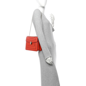 BULGARI Calfskin Serpenti Forever Shoulder Bag Red