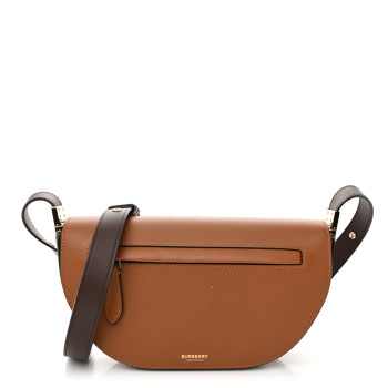 BURBERRY Calfskin Small Two-Tone Olympia Shoulder Bag Warm Tan
