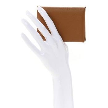 HERMES Epsom Calvi Duo Card Case Gold