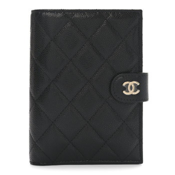 CHANEL Caviar Quilted Passport Holder Black