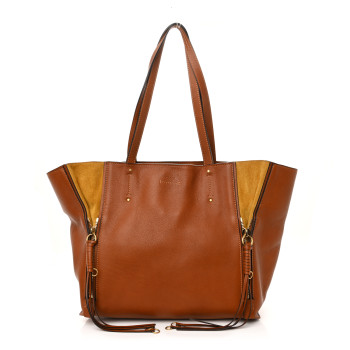 CHLOE Smooth Calfskin Medium Milo Shopping Tote Caramel