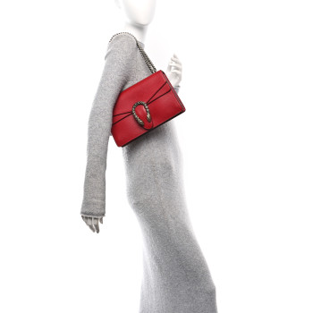 GUCCI Dollar Calfskin Swarovski Crystal Small Dionysus Shoulder Bag Hibiscus Red