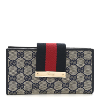 GUCCI Monogram Calfskin Ladies Web Continental Wallet Beige Blue