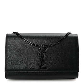 SAINT LAURENT Grain De Poudre Medium Classic Monogram Monochrome Kate Satchel Black