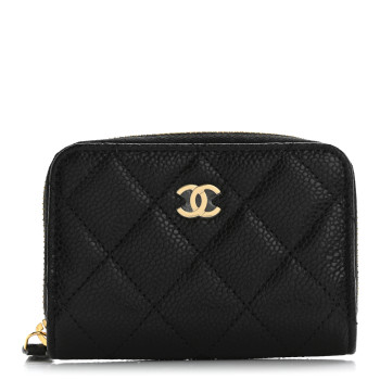 CHANEL Caviar Quilted Zip Coin Purse Black