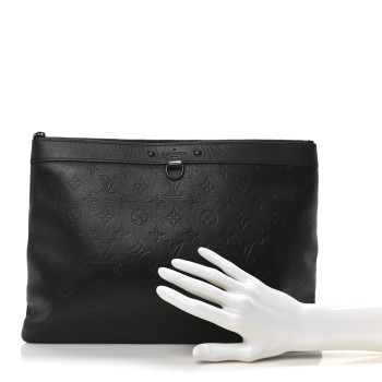 LOUIS VUITTON Calfskin Monogram Shadow Discovery Pochette Black
