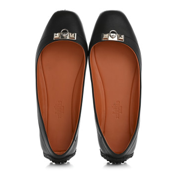 HERMES Calfskin Liberty Ballerina Flats 37 Black