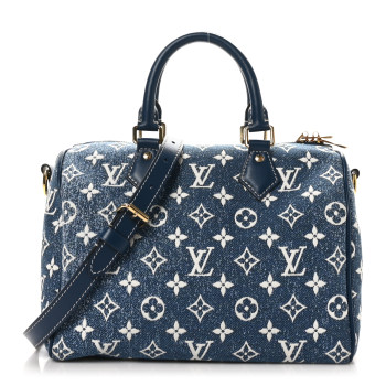 LOUIS VUITTON Monogram Jacquard Denim Speedy Bandouliere 25 Bleu