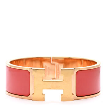 HERMES Enamel Wide Clic Clac H Bracelet GM Rouge Corail