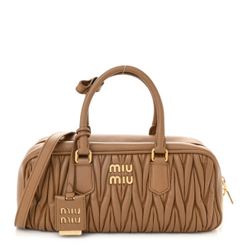 MIU MIU Nappa Matelasse Large Arcadie Top Handle Bag Caramel