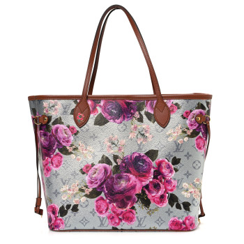 LOUIS VUITTON Metallic Monogram LV Garden Neverfull MM Silver