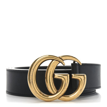 GUCCI Calfskin Double G 30mm Belt 90 36 Black