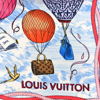 LOUIS VUITTON Silk Up and Away Square 90 Scarf Blue