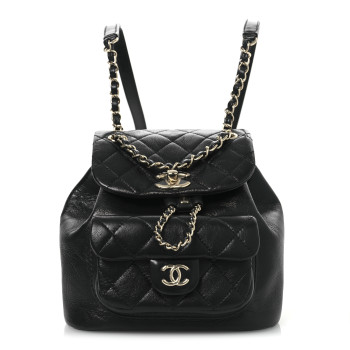 CHANEL Lambskin Quilted Small Duma Drawstring Backpack Black