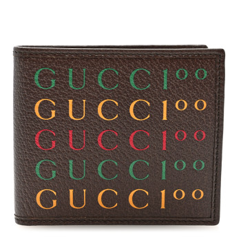 GUCCI Textured Dollar Calfskin Gucci 100 Centennial Music Wallet New Acero New Shamarock Crop Hibiscus Red