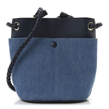 CHLOE Linen Calfskin Small Key Bucket Bag Blue