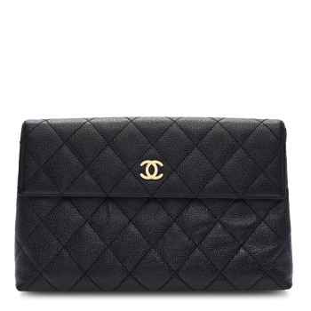 CHANEL Caviar Quilted CC Beauty Clutch Black