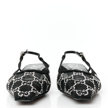 GUCCI Tela Retino Kid Scamosciato Crystal GG Monogram Square G 35mm Slingback Pumps 35 Black
