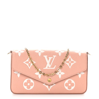 LOUIS VUITTON Empreinte Monogram Giant Felicie Pochette Chain Wallet Rose Trianon Creme