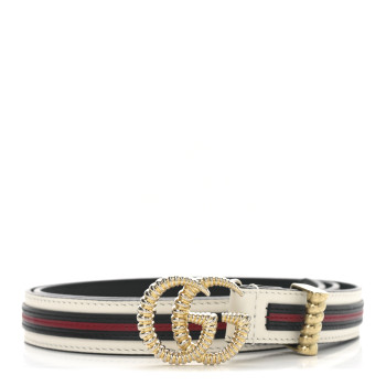 GUCCI Calfskin 20mm Torchon Double G Sylvie Belt 85 34 Off White Blue Red