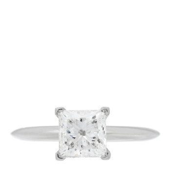 TIFFANY Platinum Diamond 1.48ct Princess Cut Solitaire Engagement Ring 51 5.75