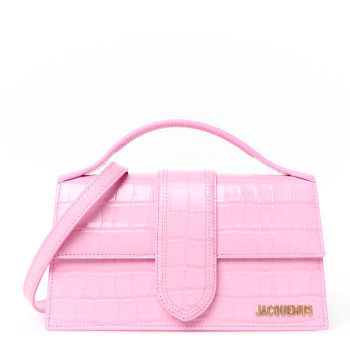 JACQUEMUS Calfskin Crocodile Embossed Le Grand Bambino Pink