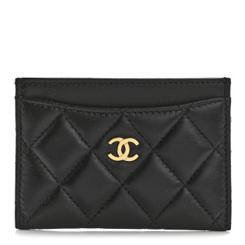 CHANEL Lambskin Quilted Card Holder Black