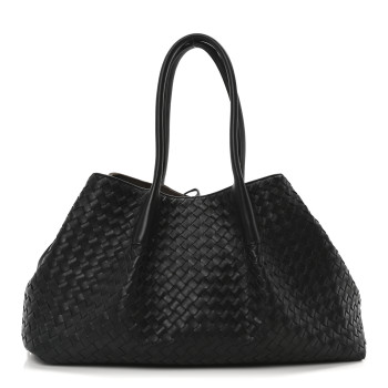 BOTTEGA VENETA Calfskin Intrecciato Pinacoteca Reversible Tote Black Fondant