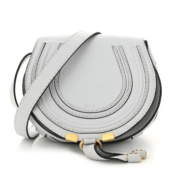 CHLOE Calfskin Mini Marcie Round Crossbody Bag Faded Blue