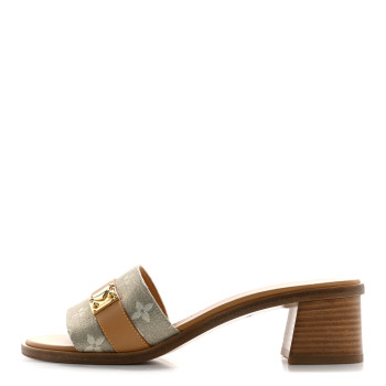 LOUIS VUITTON Monoglam Lock It Mules 38 Gold