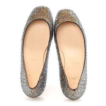 CHRISTIAN LOUBOUTIN Suede Burma Strass Gozul Flats 40 Multicolor