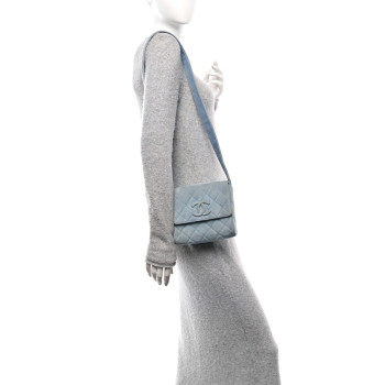 CHANEL Suede Small Messenger Flap Light Blue