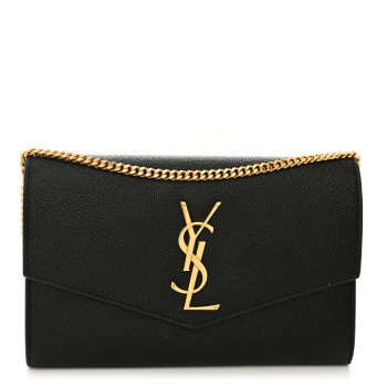 SAINT LAURENT Grain de Poudre Uptown Chain Wallet Black